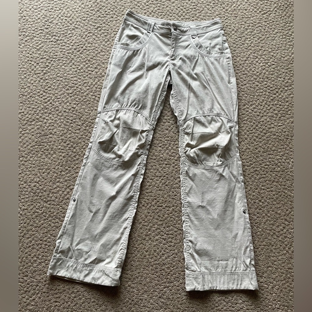 athleta nylon flare beige pants size 8 TALL